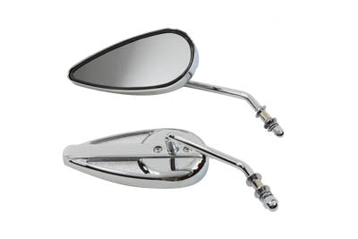 Tear Drop Mirror Set with Round Stems Chrome