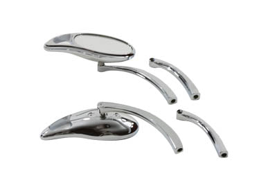 Tear Drop Mirror Set with Solid Billet Stems Chrome