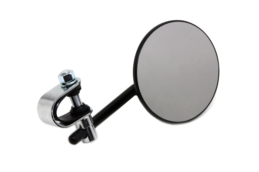 4 Round Mirror with Clamp Black Steel