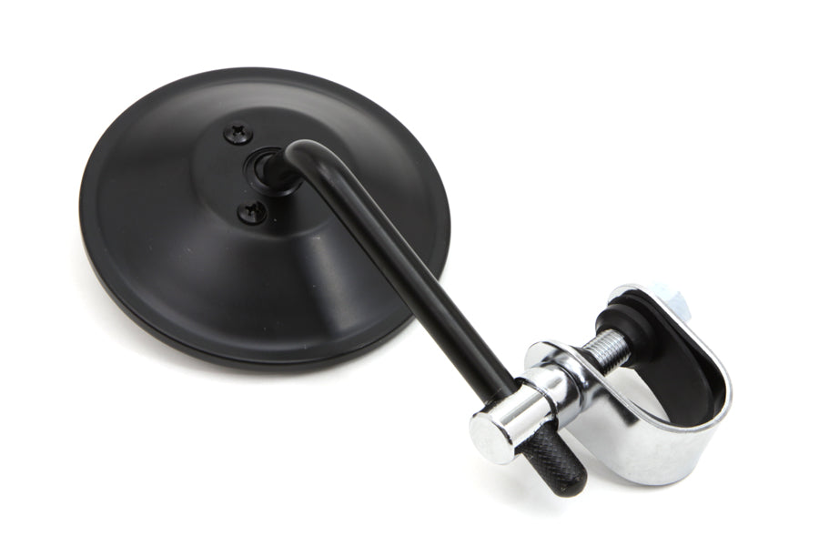 4 Round Mirror with Clamp Black Steel