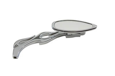Tear Drop Mirror with Billet Flame Stem Chrome