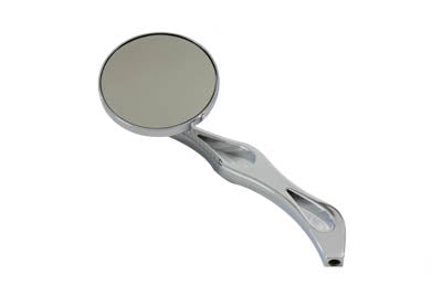 3 Billet Round Mirror with Billet Flame Stem