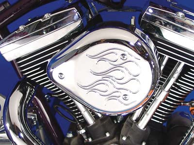 Tear Drop Air Cleaner Kit Chrome Flame