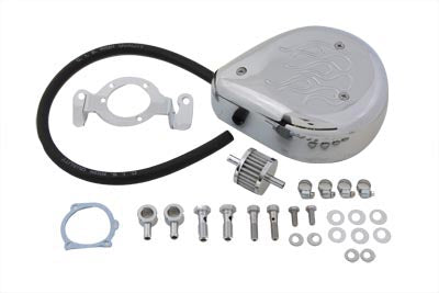 Tear Drop Air Cleaner Kit Chrome Flame