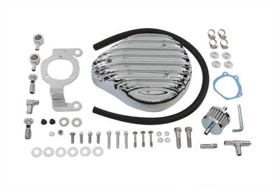 Tear Drop Air Cleaner Kit Finned Chrome