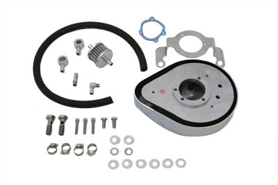 Tear Drop Air Cleaner Kit Finned Chrome