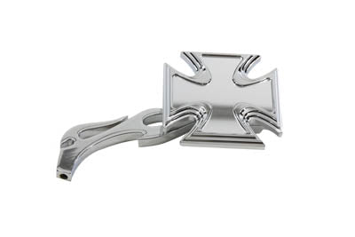 Chrome Maltese Mirror with Billet Flame Stem