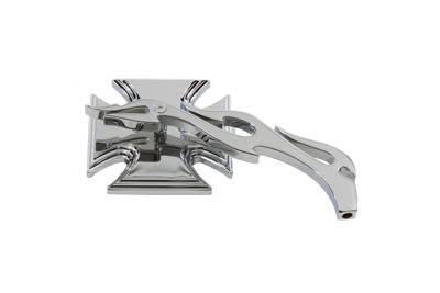 Chrome Maltese Mirror with Billet Flame Stem