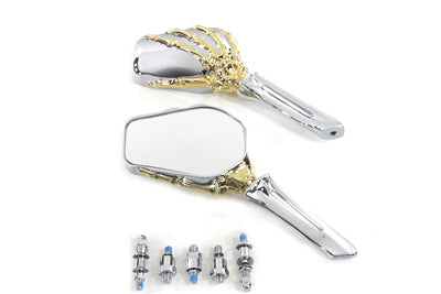 Skeleton Mirror Set with Bone Stems Gold