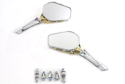 Skeleton Mirror Set with Bone Stems Gold