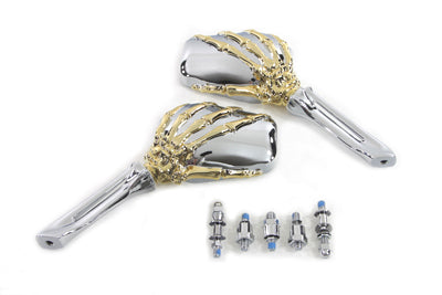 Skeleton Mirror Set with Bone Stems Gold