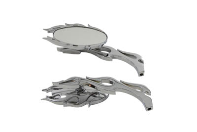 Fireball Mirror Set with Flame Stems Chrome