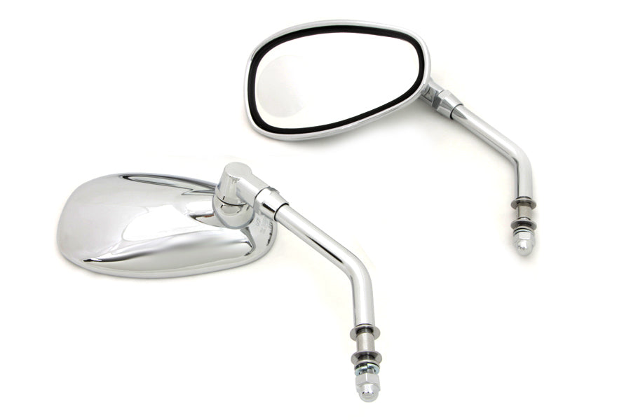 Racer Mirror Set with Round Stems Chrome