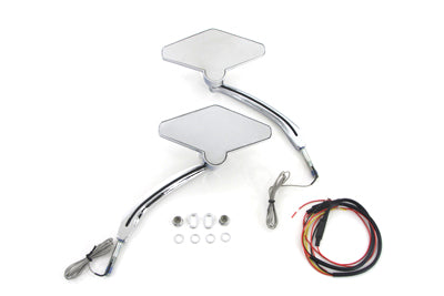 Diamond Shape Mirror Set with Billet Stems