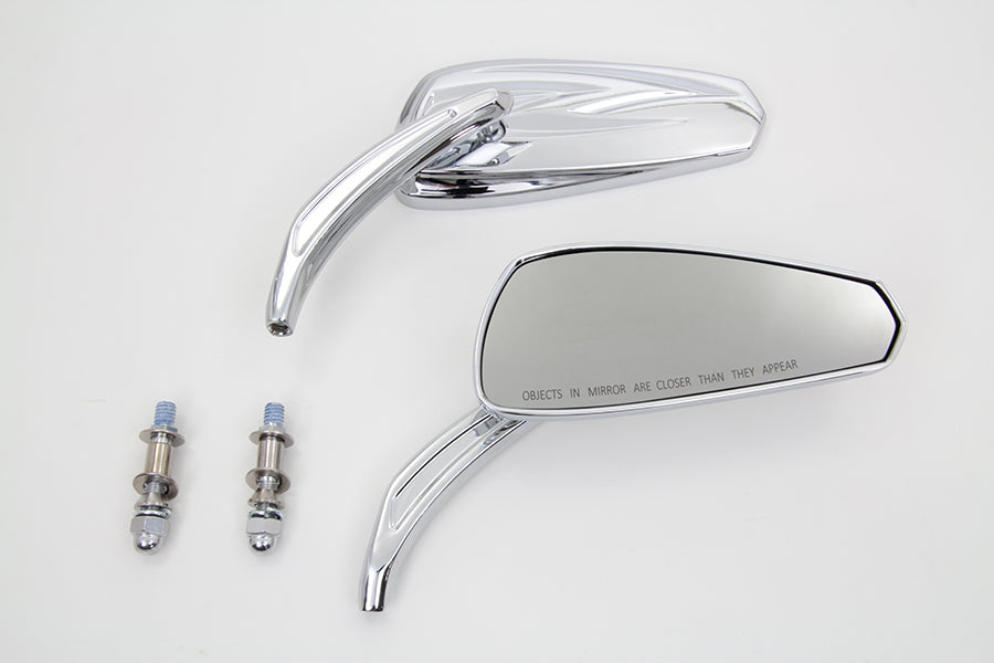 Chrome Tribal Tear Drop Mirrors with Billet Stems