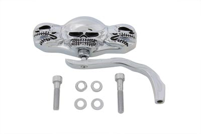 3 Skull Mirror with Billet Worm Stem