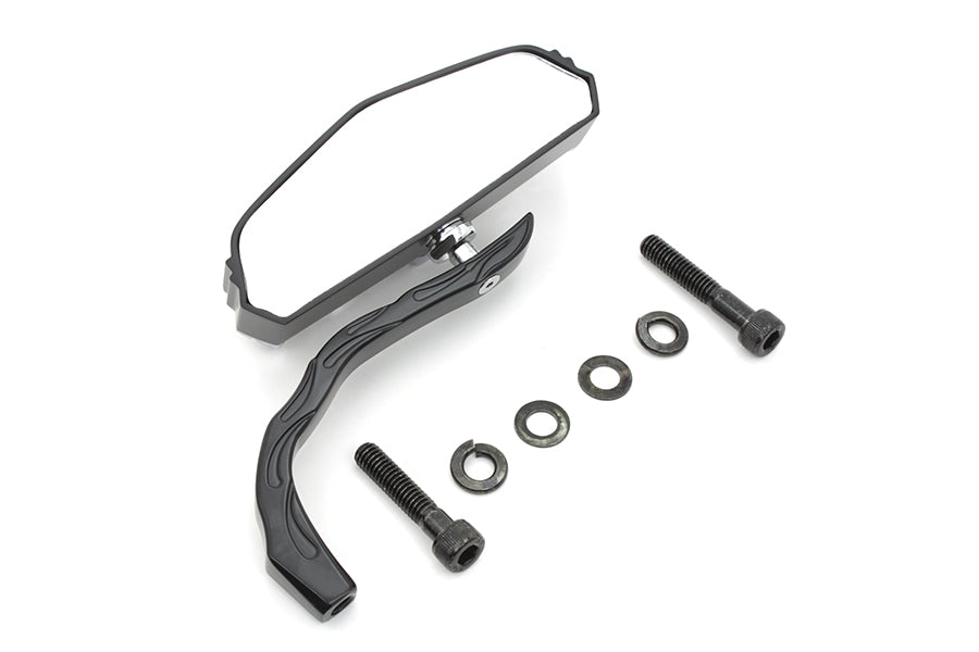 Black 5 Skull Mirror with Billet Worm Stem