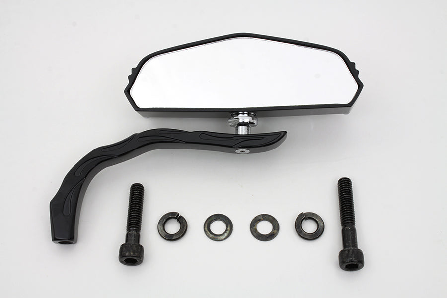 Black 5 Skull Mirror with Billet Worm Stem