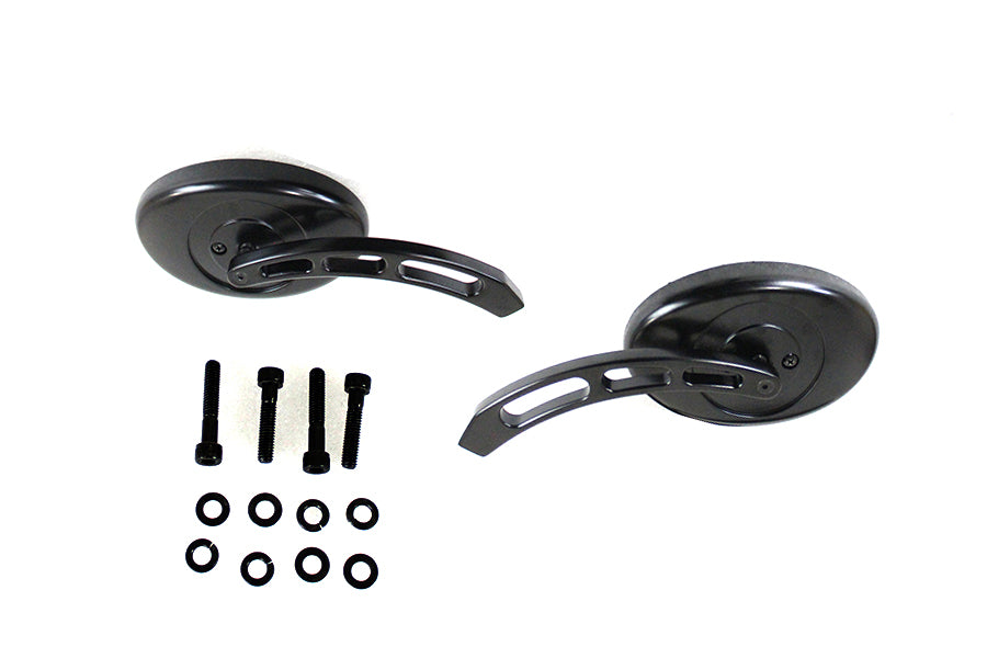 Oval Mirror Set with Billet 3 Slot Stem Black