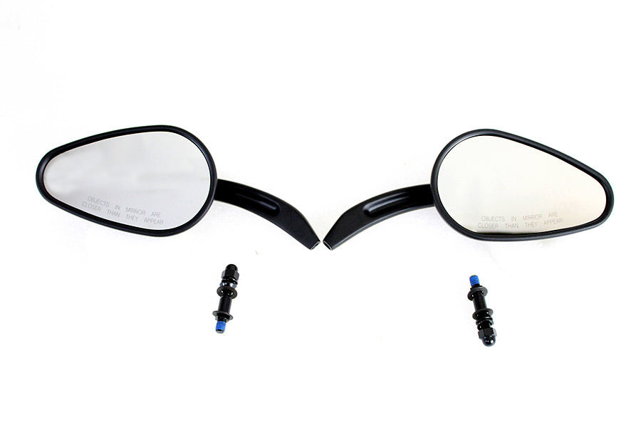 Bullet Mirror Set with Billet Sculpted Stems Black
