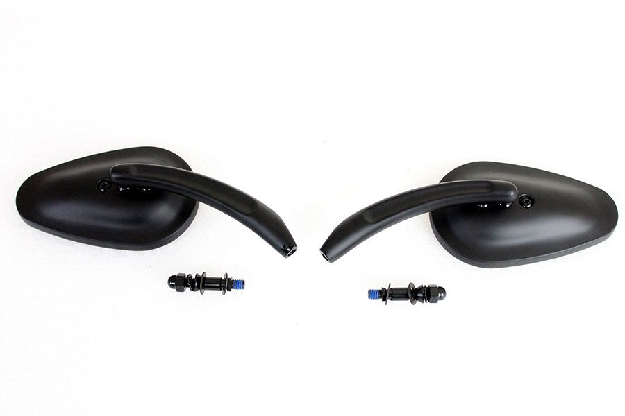 Bullet Mirror Set with Billet Sculpted Stems Black