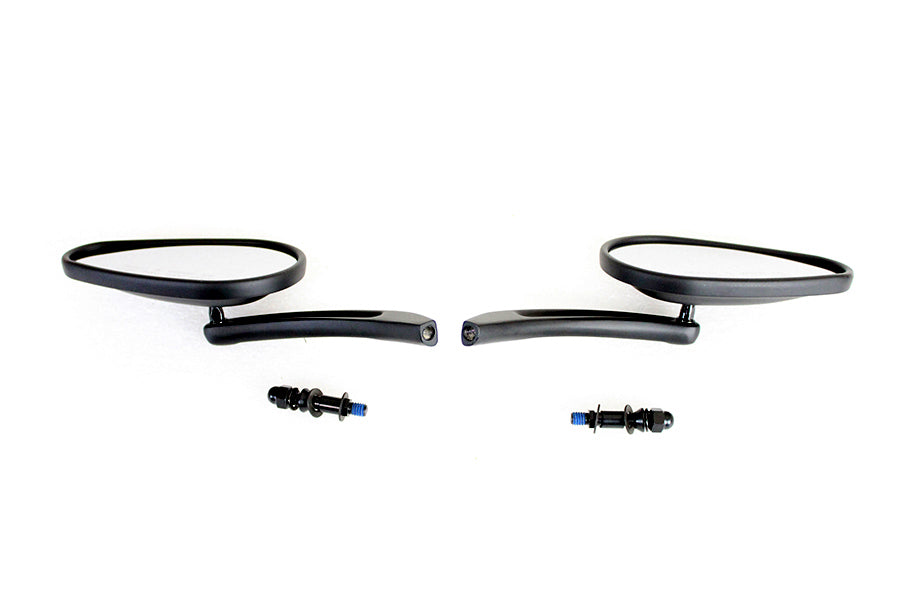 Bullet Mirror Set with Billet Sculpted Stems Black
