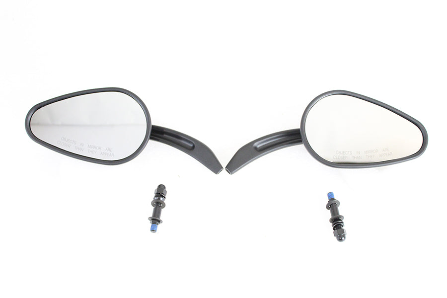 Bullet Mirror Set with Billet Sculpted Stems Black