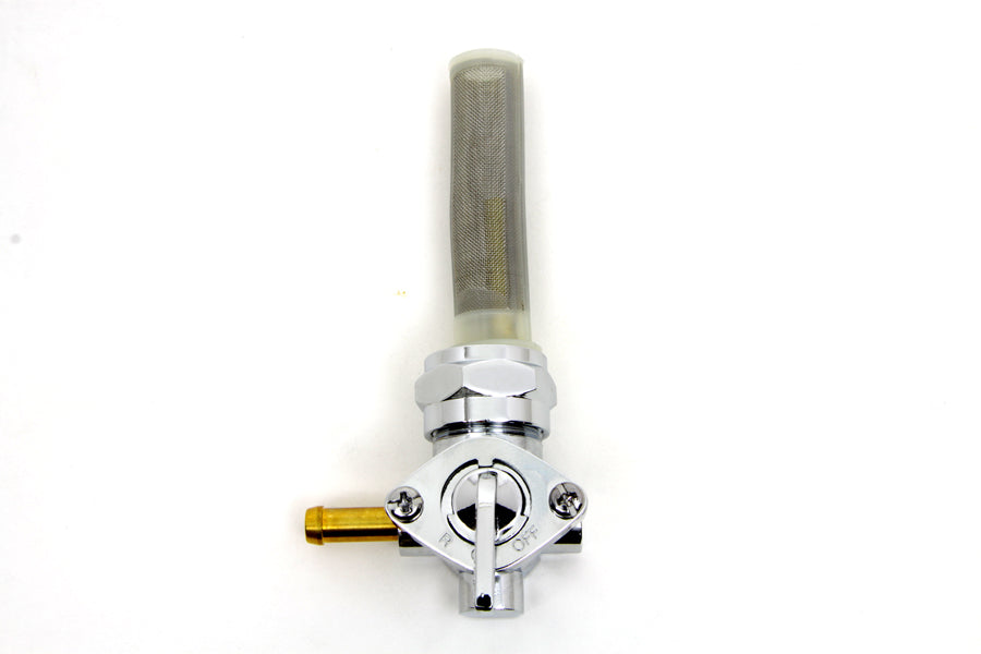 Chrome Petcock with Nut and 90° Left Outlet