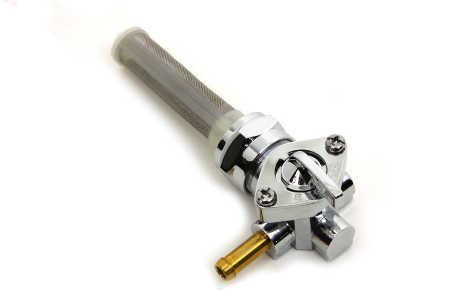 Chrome Petcock with Nut and 90° Left Outlet