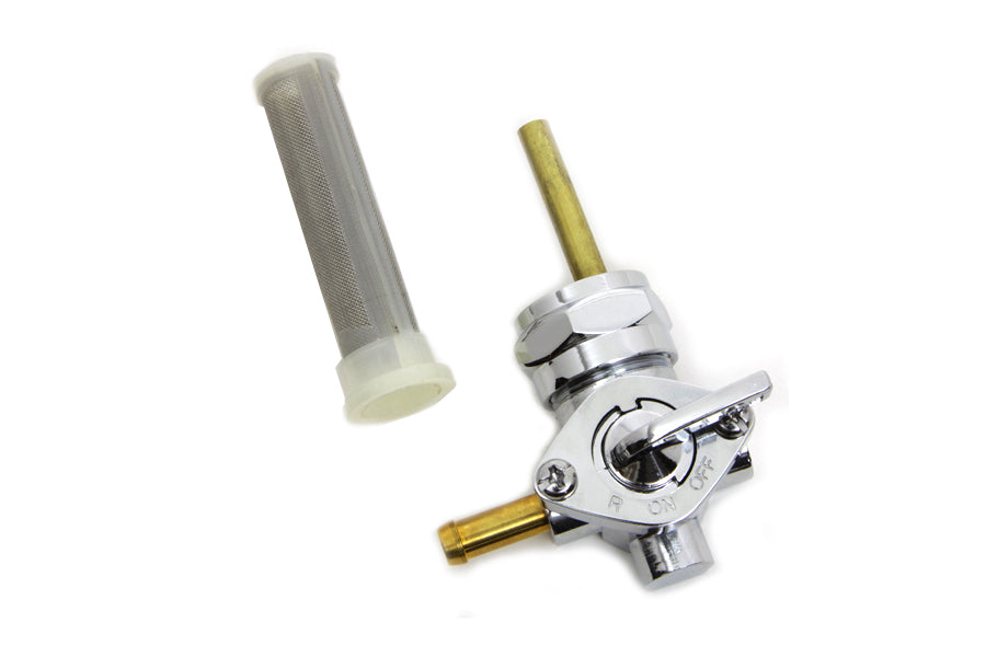 Chrome Petcock with Nut and 90° Left Outlet