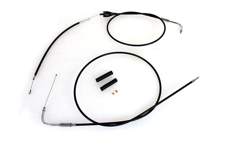Stainless Steel Throttle and Idle Cable Set Black Coat +8