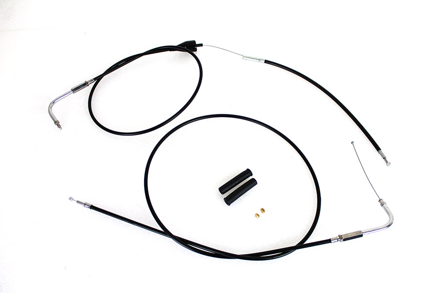Stainless Steel Throttle and Idle Cable Set Black Coat +8