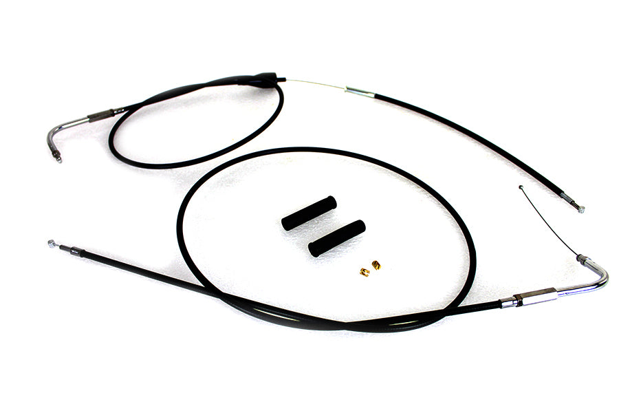Stainless Steel Throttle and Idle Cable Set Black Coat +8