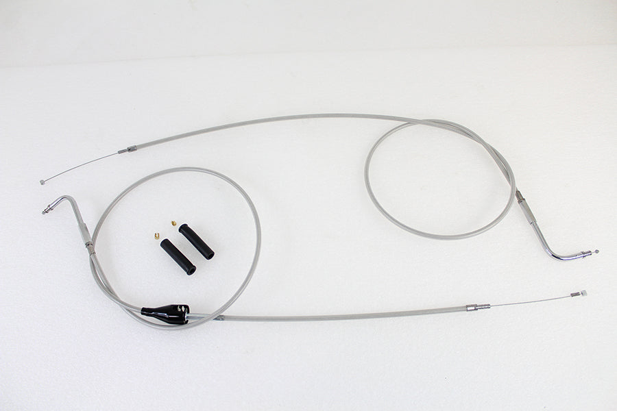 Stainless Steel Throttle and Idle Cable Set Clear Coat +8