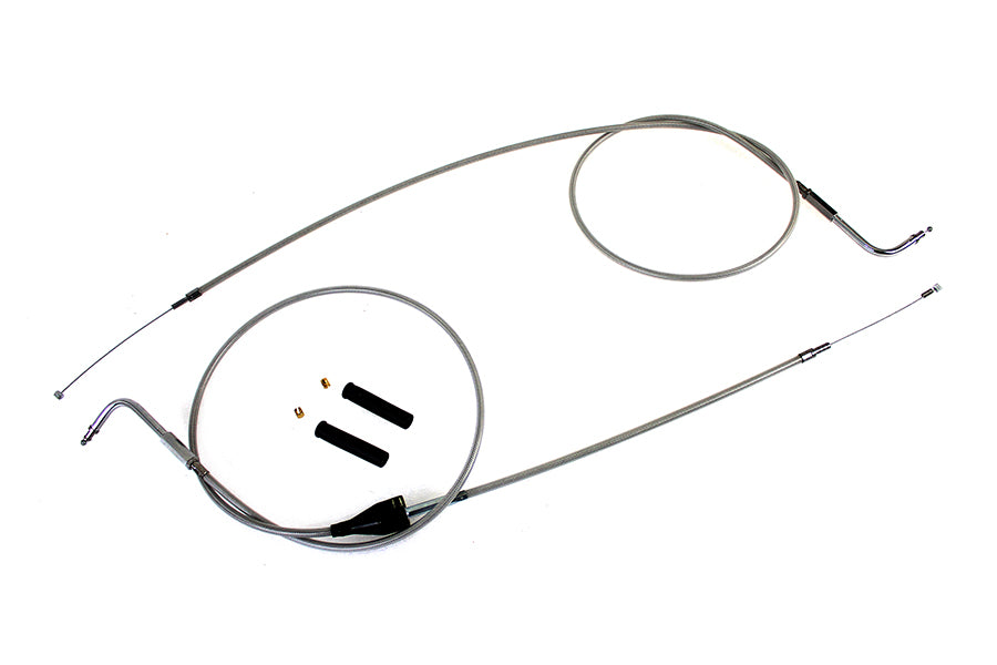 Stainless Steel Throttle and Idle Cable Set Clear Coat +8
