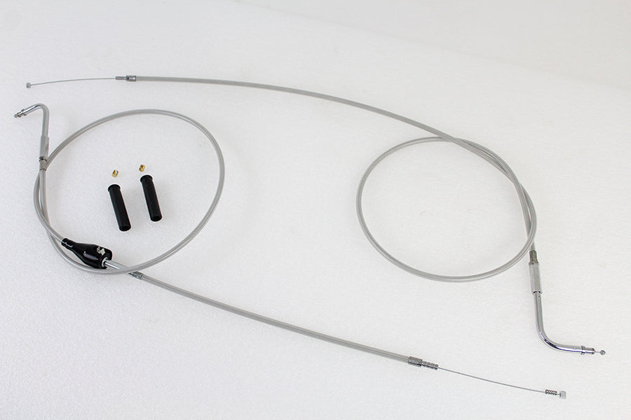 Stainless Steel Throttle and Idle Cable Set Clear Coat +8