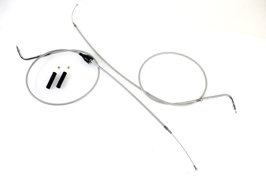 Stainless Steel Throttle and Idle Cable Set Clear Coat +8