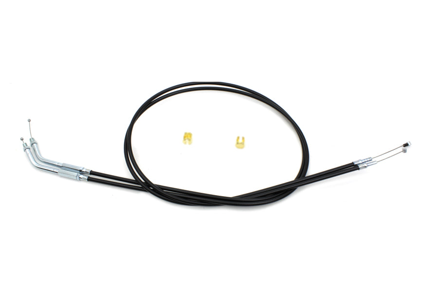Black Throttle and Idle Cable Set with 45° Elbow Fitting