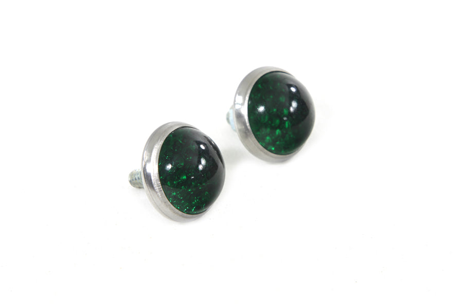 License Plate Frame Reflectors Green Glass