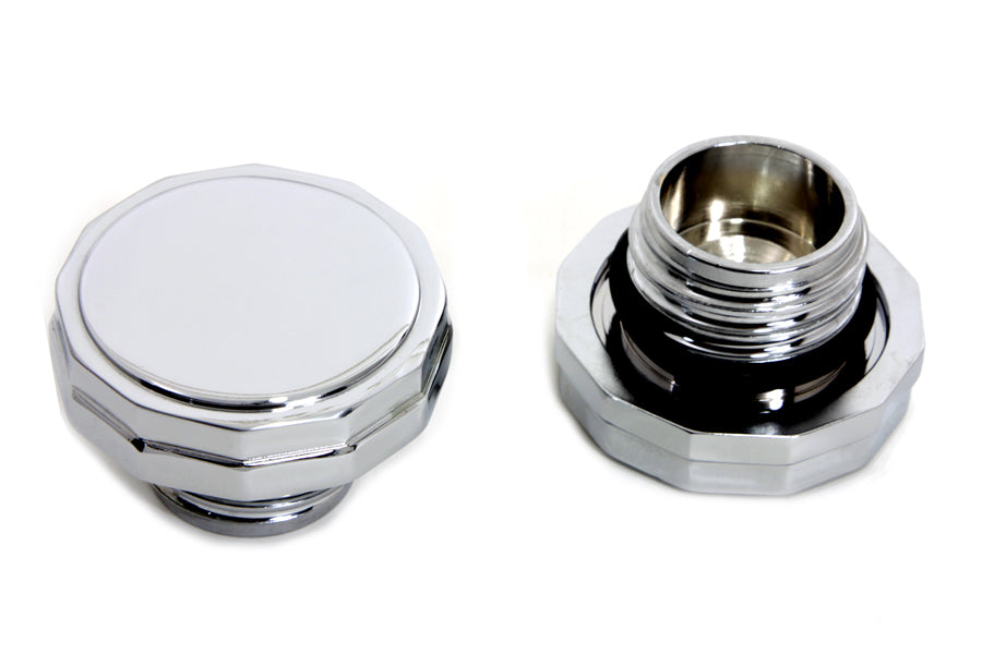 Chrome Hexagon Style Vented and Non-Vented Gas Cap Set