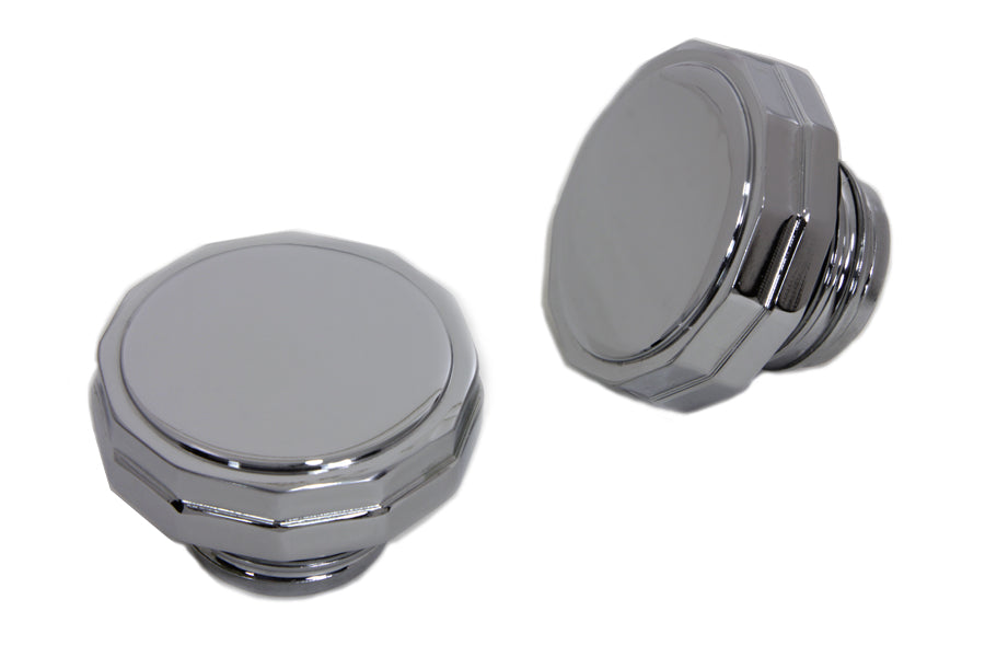Chrome Hexagon Style Vented and Non-Vented Gas Cap Set