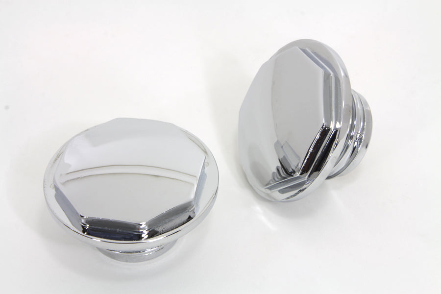 Chrome Button Head Hexagon Vented and Non-Vented Gas Cap Set
