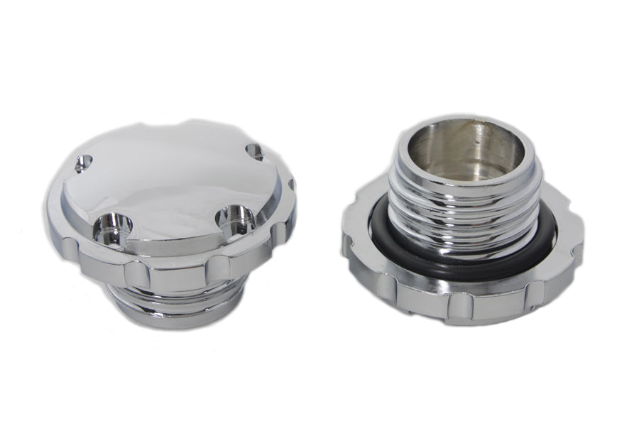 Chrome Techno Style Vented and Non-Vented Gas Cap Set