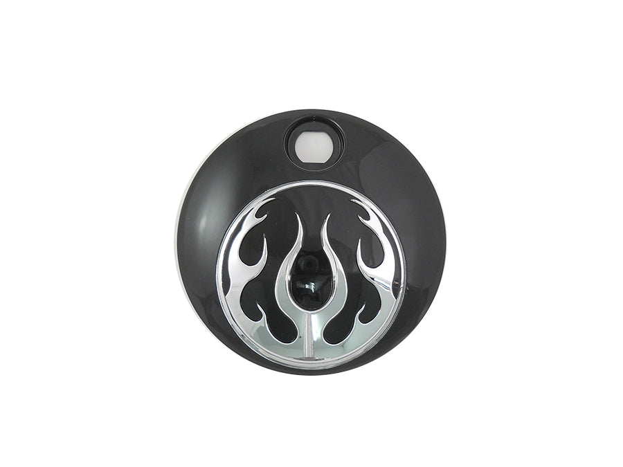 Black with Chrome Flames FLT Fuel Tank Console Door