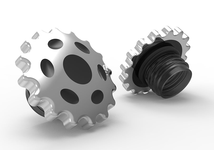 Sprocket Gas Cap Set Vented and Non-Vented Chrome