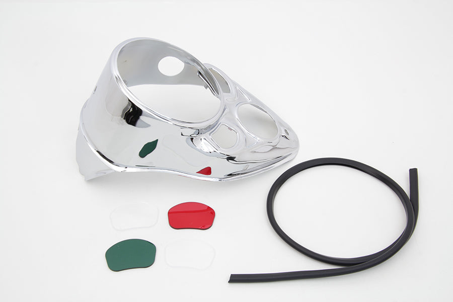 Chrome Skull Dash Panel with Red Lens