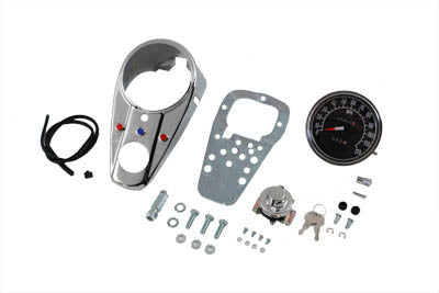 Chrome Three Light Dash Panel Kit with 1:1 Ratio Speedometer