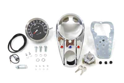 Chrome Three Light Dash Panel Kit with 2:1 Ratio Speedometer