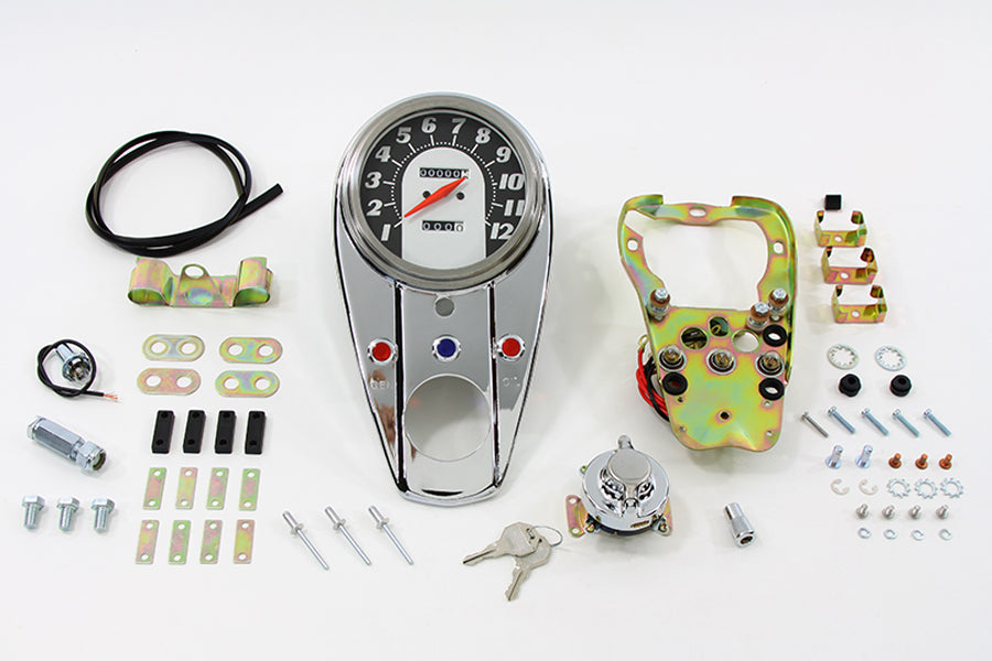 Chrome Three Light Dash Panel Kit with 1:1 Ratio Speedometer