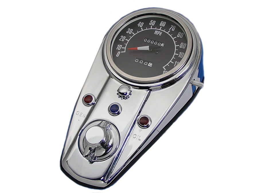 Chrome Three Light Dash Panel Kit with 2:1 Ratio Speedometer